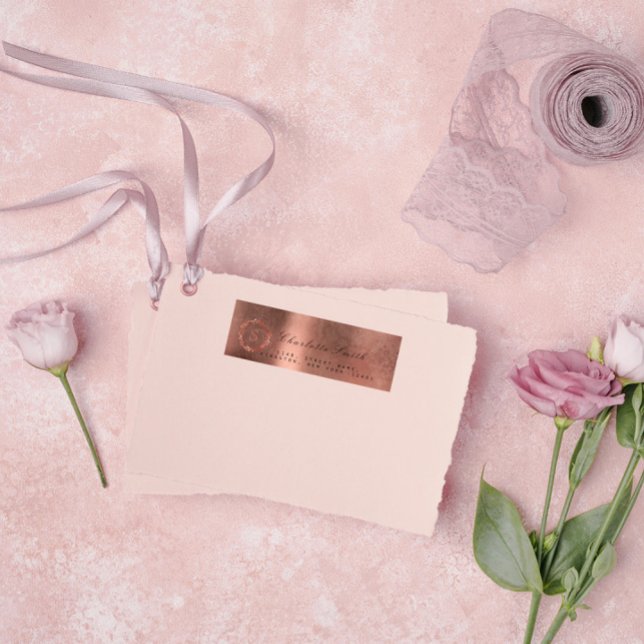  Rosa ros VIP Monogram-Returetiketter Returadress Etikett (Skapare uppladdad)