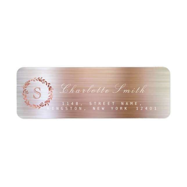 Rosa ros VIP Monogram-Returetiketter Returadress Etikett (Framsidan)