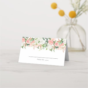  Rosa ros Vita Blommigten Placeringskort