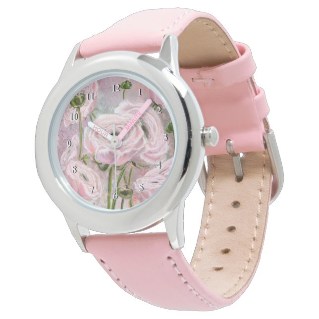 Rosa ros Watch - Painting Armbandsur (Vinklad)