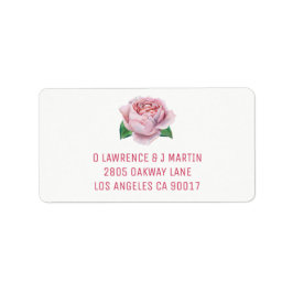 Rosa ros Watercolor Adressetikett