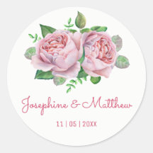 Rosa ros Watercolor Wedding Stickers