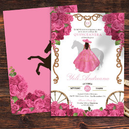 Rosa ros Western Charro Quinceanera Inbjudningar