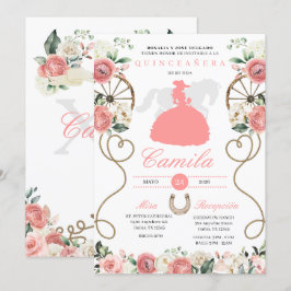 Rosa ros Western Mariachi Charro Quinceañera Inbjudningar