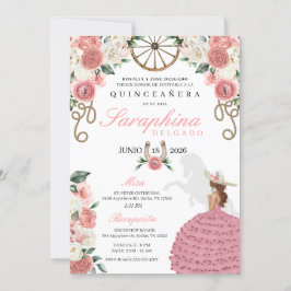 Rosa ros Western Mariachi Cowgirl Quinceañera Inbjudningar