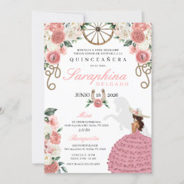 Rosa ros Western Mariachi Cowgirl Quinceañera Inbjudningar