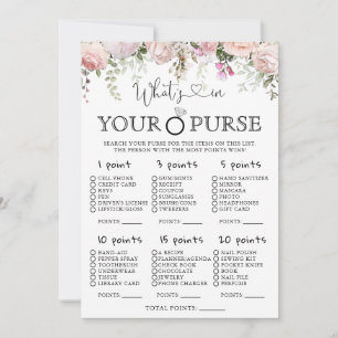 Rosa ros What's in your Purse Möhippa Game Inbjudningar