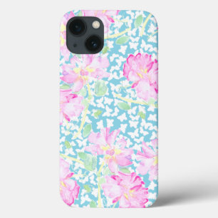Rosa ros White Butterflies, Blue iPhone 6 Fodral