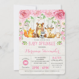 Rosa ros Woodland Girl Baby Sprinkle-inbjudan Inbjudningar