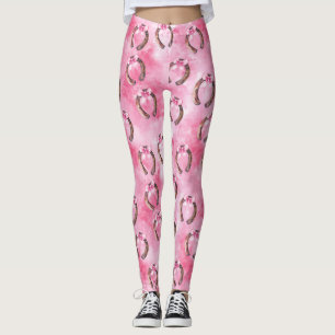 Rosa Rosa Bågar Hästskor Leggings