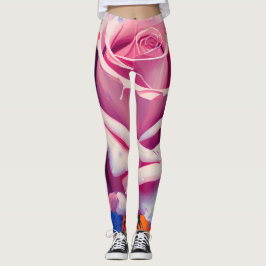 Rosa Rosa Blommig Konstnärlig Bohemsk Stil  Leggings
