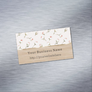 Rosa Rosa Blush Floral Kräm Företag namn webbplats Magnetiska Visitkort