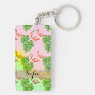 Rosa rosa FlamingoMonogram Keychain