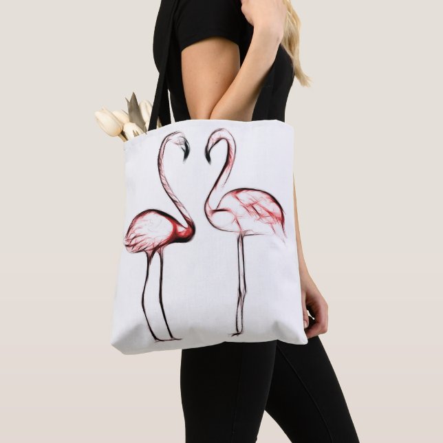 Rosa Rosa Flamingos Flamingo Tropisk Tygkasse (Närbild)