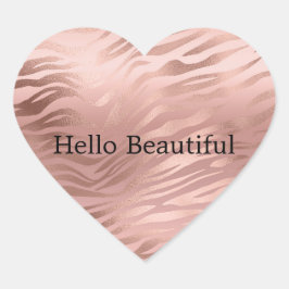 Rosa Rosa Glam Zebra Hjärtformat Klistermärke