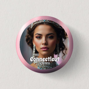 Rosa Rosa Glänsande Pageantknapp Pin Anpassad Bild Knapp