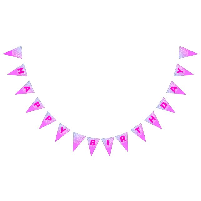 Rosa, Rosa Glitter Birthday Bunting Flaggor (Alla)