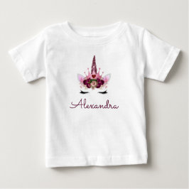 Rosa Rosa Guld Enhörning Monogram 1-årsdag T Shirt