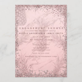 Rosa Rosa Guld Glitter Ananas Förlovning Inbjudningar