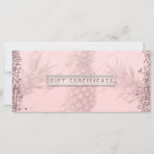 Rosa Rosa Guld Glitter Ananas Presentkort