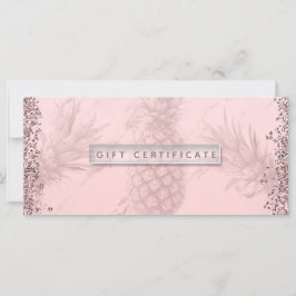 Rosa Rosa Guld Glitter Ananas Presentkort
