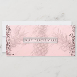 Rosa Rosa Guld Glitter Ananas Presentkort