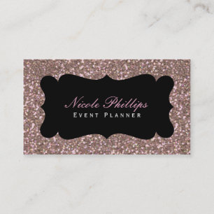 Rosa Rosa Guld Glitter Glam Chic Namnskort Visitkort