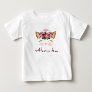 Rosa Rosa Guld Kitty Monogram 1-årsfest T Shirt