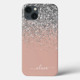 Rosa Rosa Guld Silver Glitter Monogram