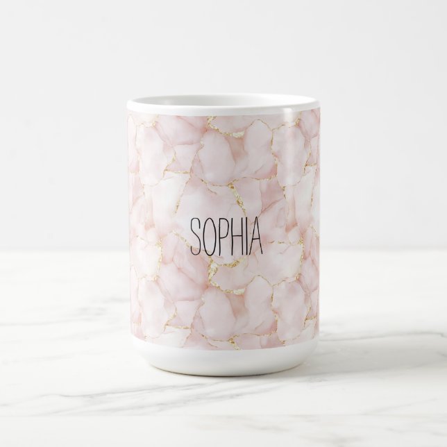 Rosa Rosa Kronblad Blush Rosa Guld Blommig Kaffemugg (Center)