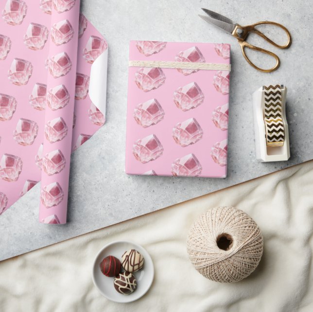 Rosa Rosa Kvarts Kristaller Födelsedag Presentpapper (Hantverk)