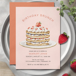 Rosa Rosa Pannkakor Mysig Födelsedagsbrunch för Inbjudningar