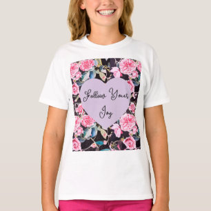 Rosa Rosa Vattenfärg Blommor Blommiga Flickors Glä T Shirt