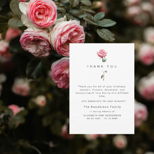 Rosa Rosa Vattenfärg Sorg Begravning Tack Kort