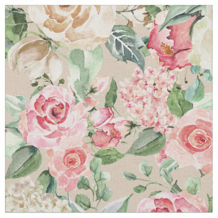Rosa rosa vattenfärgblommigt för modern lantlig tyg