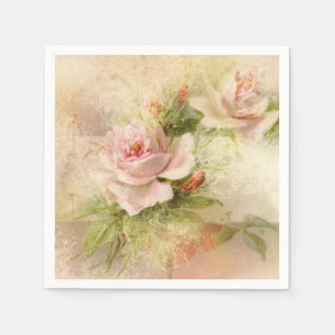 Rosa rosa vintageblomma pappersservett