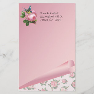 Rosa rosanpassningsbarbrevpapper brevpapper