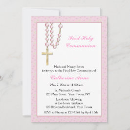 Rosa Rosary Pärlor, Blommigt, inbjudan till Religi