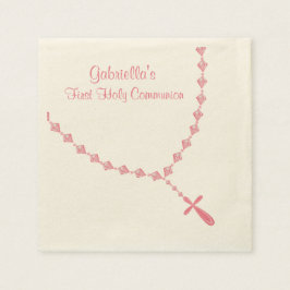 Rosa Rosary Pärlor Communion Personlig Napkin Pappersservett