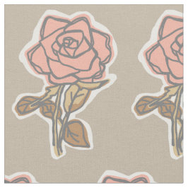 Rosa rosblocktryckta taupeblommiga klänning tyg