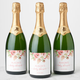 Rosa rosblommig grönska flicka baby shower