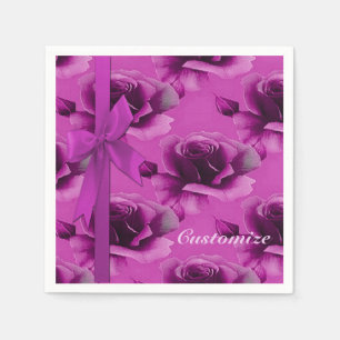 Rosa rosblommönsterservetter pappersservett