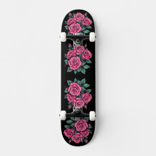 Rosa rosblommor mini skateboard bräda 18,5 cm