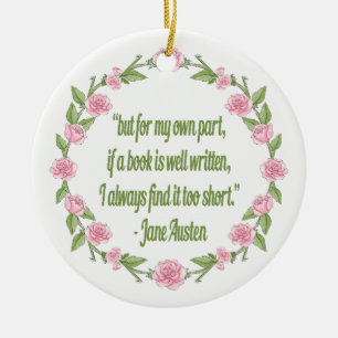 Rosa rosbokklubbJane Austen citationstecken Julgransprydnad Keramik