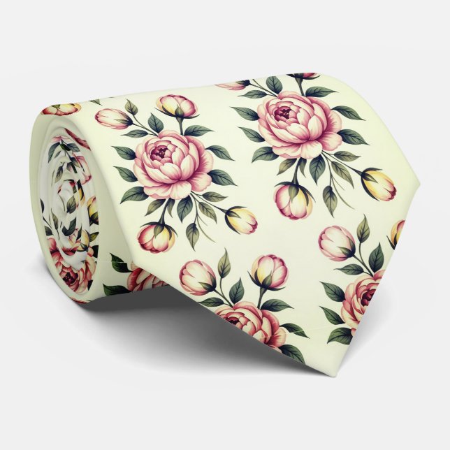 Rosa rosbukett blommig slips (Rullad)