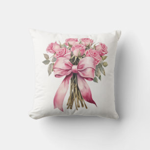 Rosa rosbukett – Elegant blommig heminredning Kudde