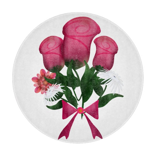 Rosa rosbukett med blomsterband (Framsidan)