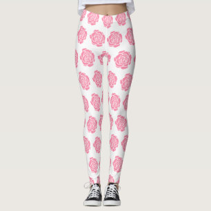 Rosa rosdamasker leggings