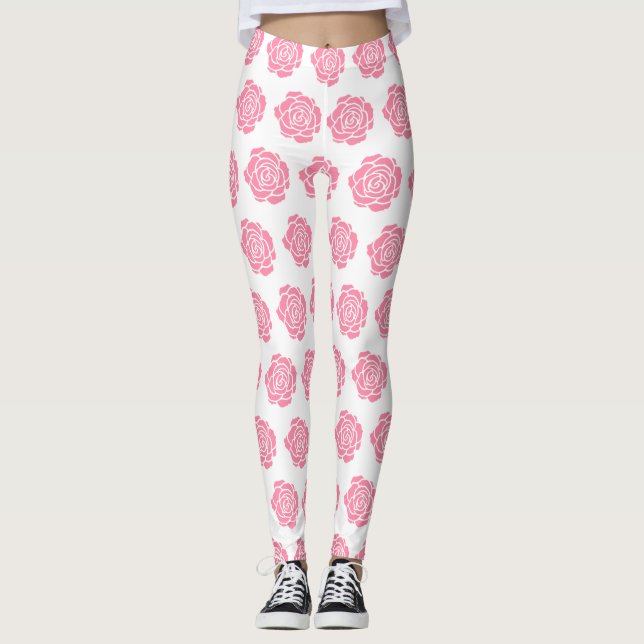Rosa rosdamasker leggings (Framsida)
