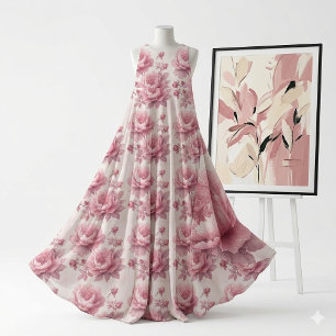 Rosa Rosé Blush Rokoko Trädgård Fransk Toile Vinta Tyg